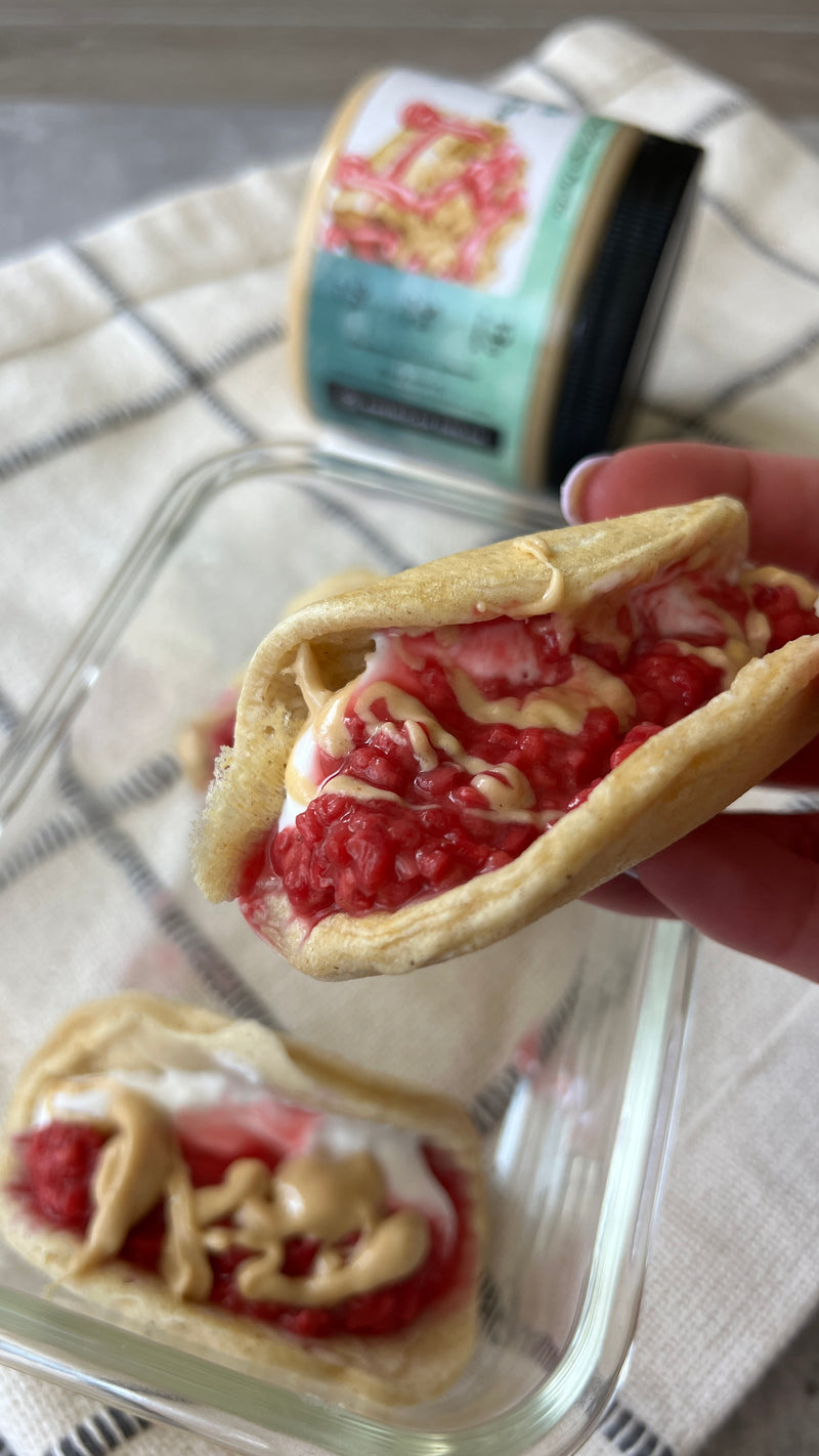 Raspberry Filled Pancake “Tacos”