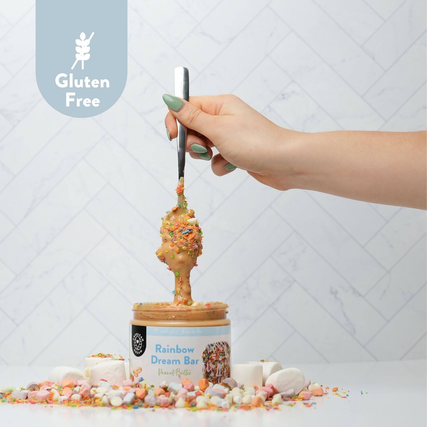 Gluten-Free Rainbow Dream Bar Peanut Butter