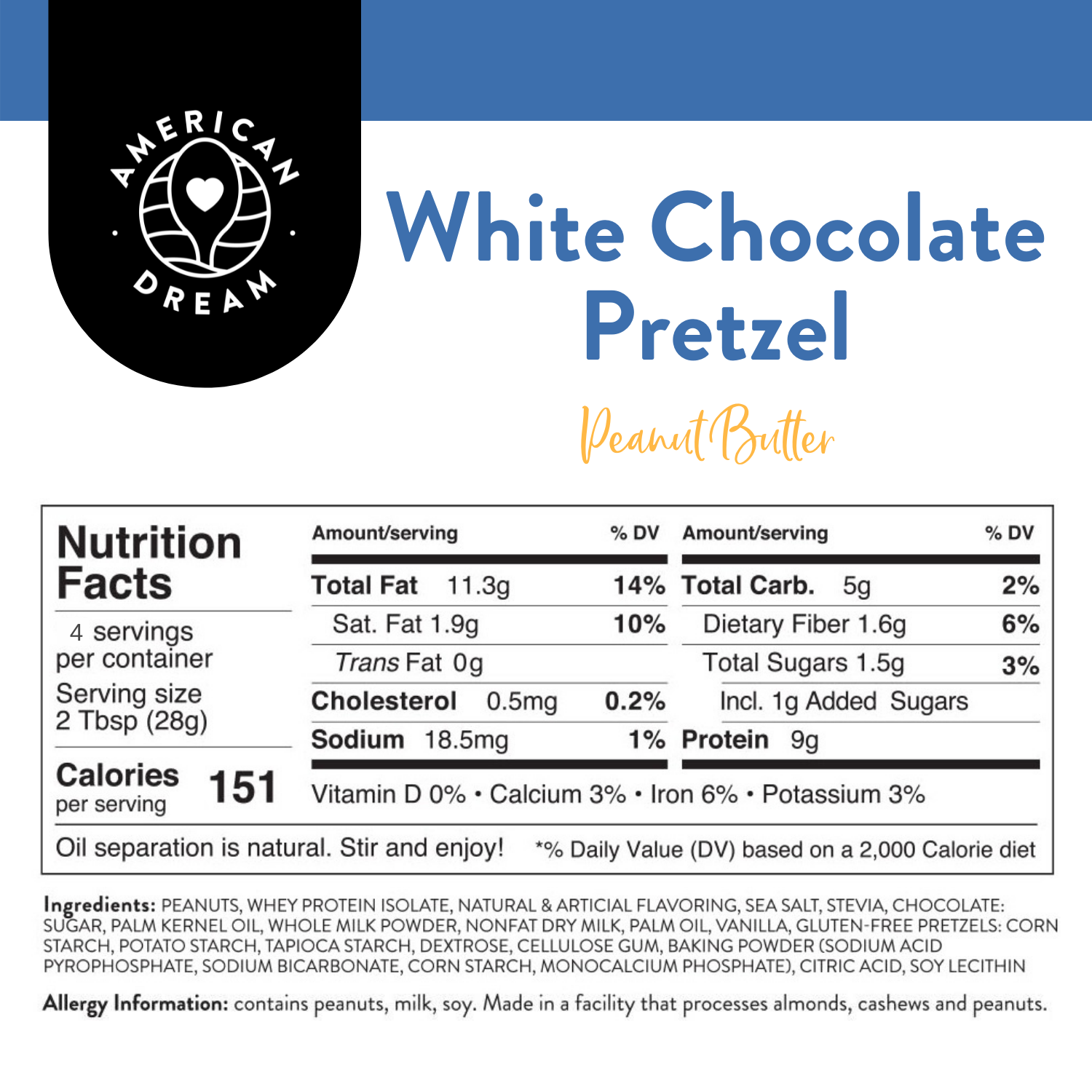 Baby Butter 4oz Gluten-Free White Chocolate Pretzel Peanut Butter