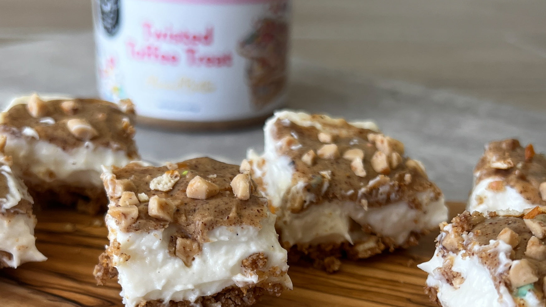 Twisted Toffee Treat Cheesecake Bars