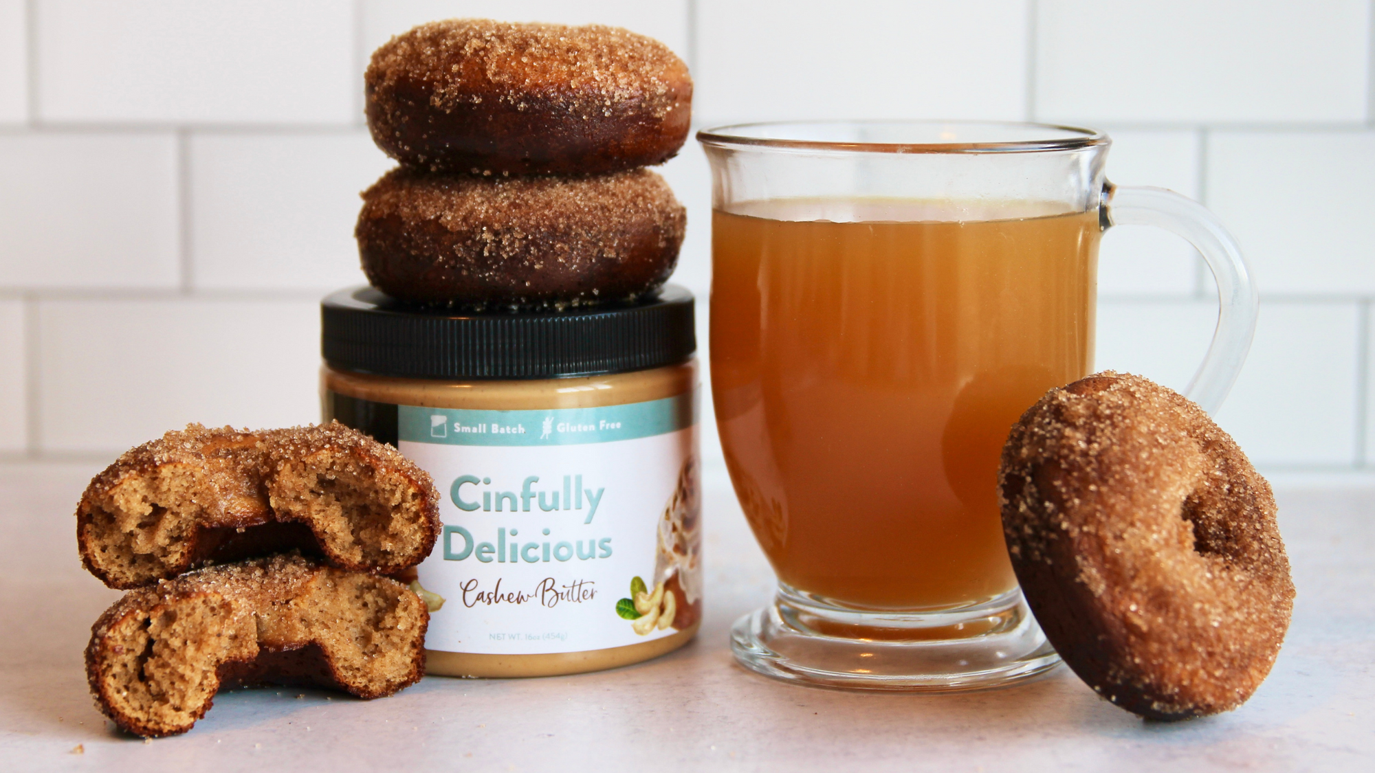 Apple Cider Cashew Butter Donuts