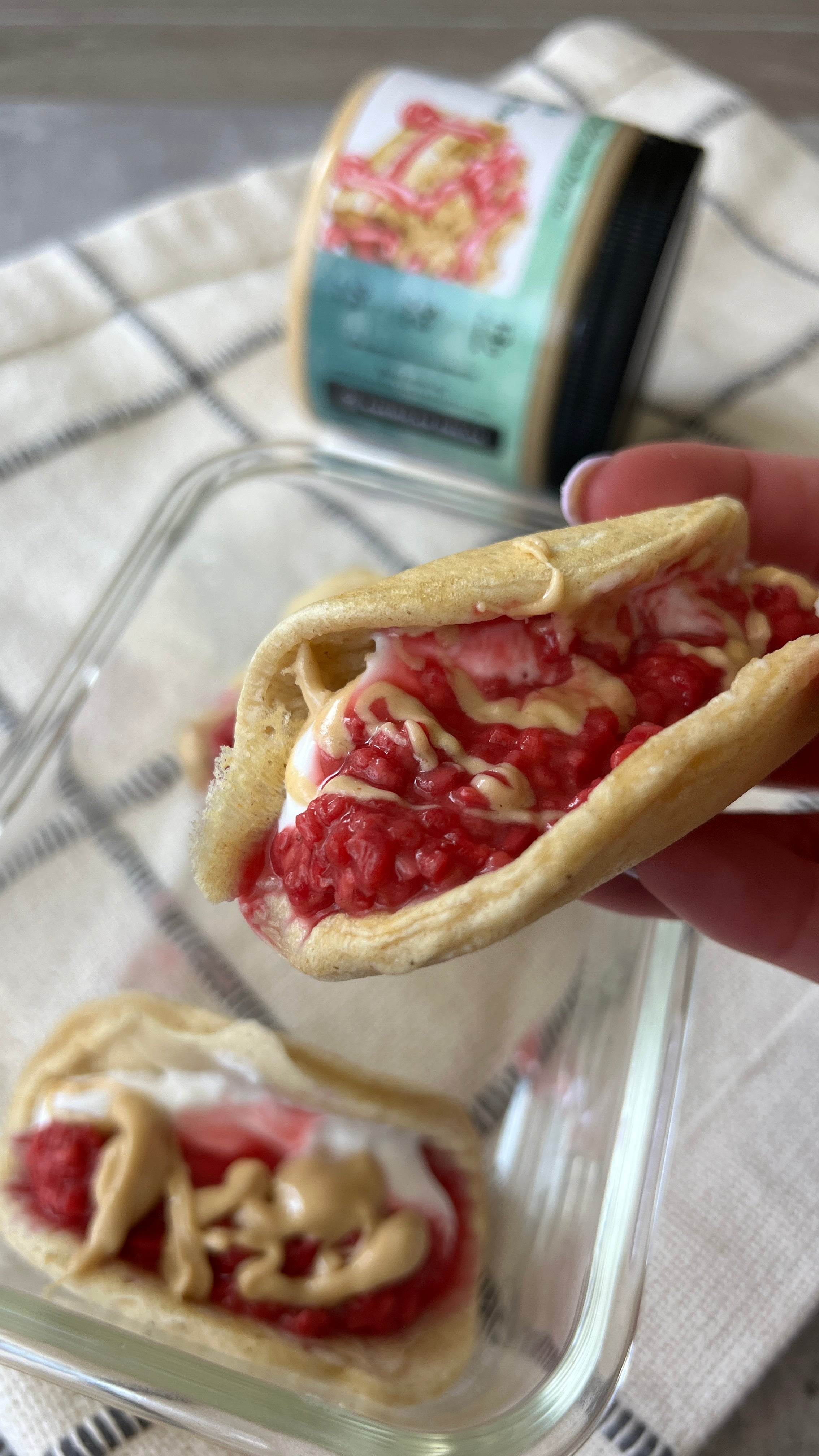 Raspberry Filled Pancake “Tacos”