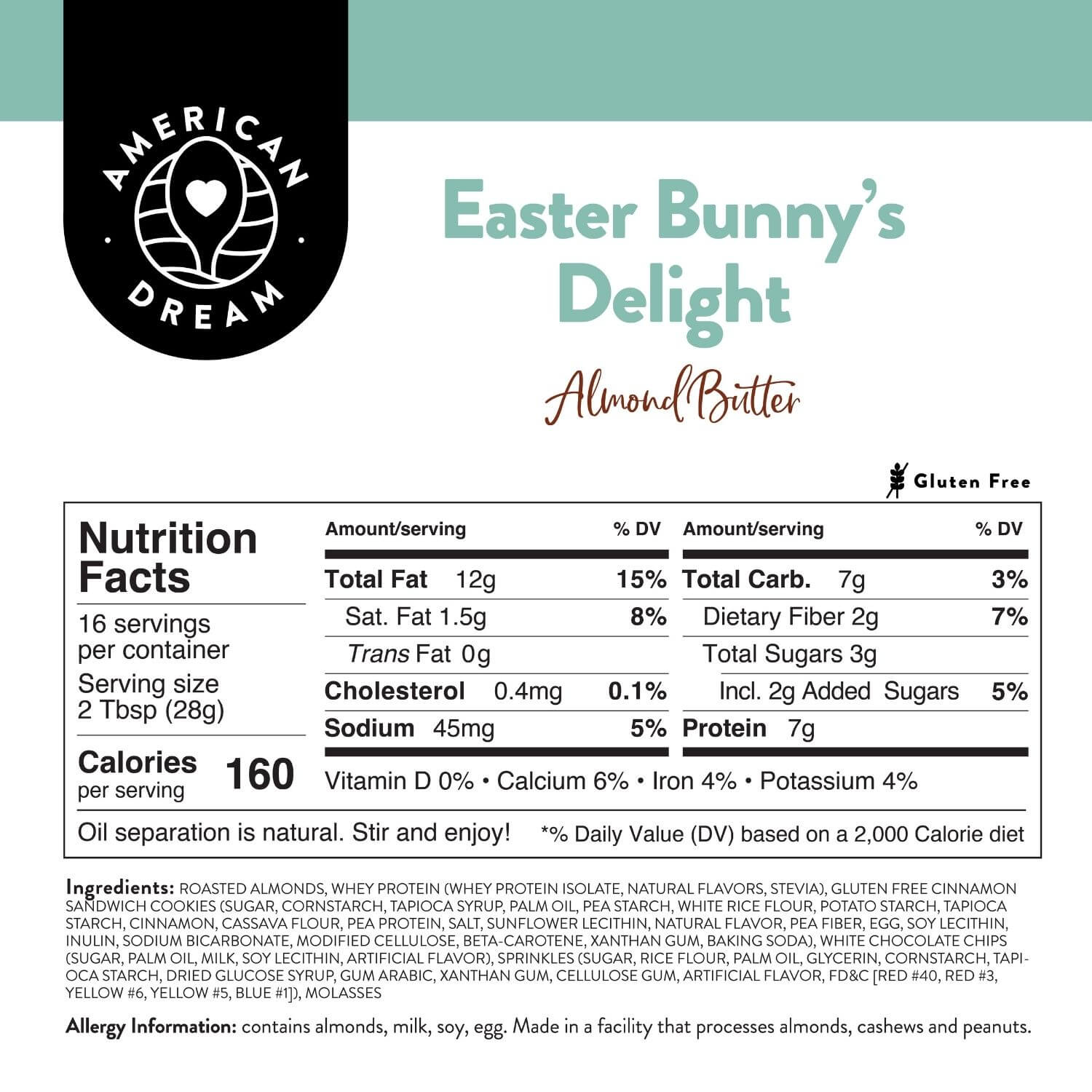 Gluten-Free Easter Bunny's Delight Almond Butter