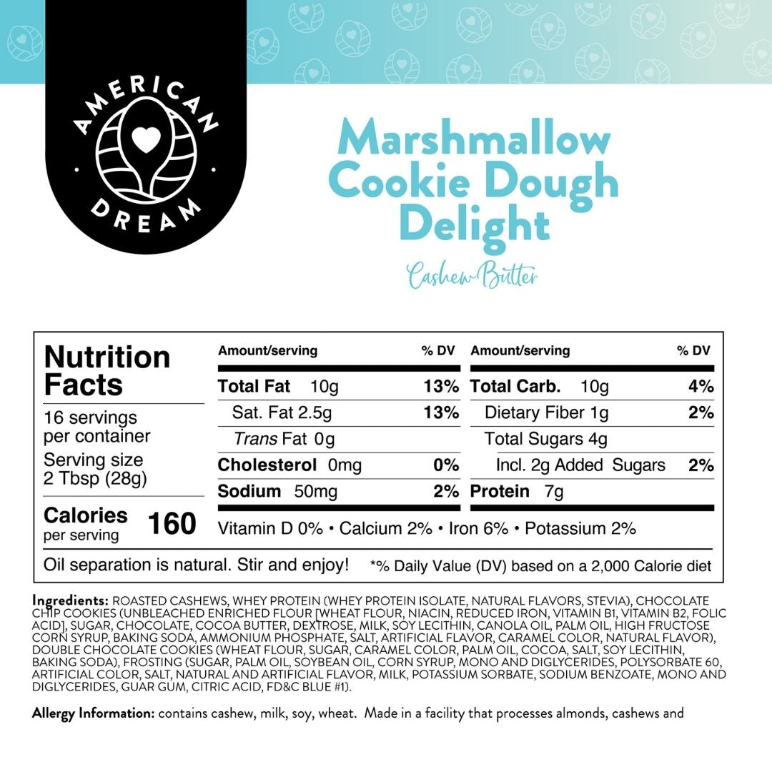 Marshmallow Cookie Dough Delight Cashew Butter