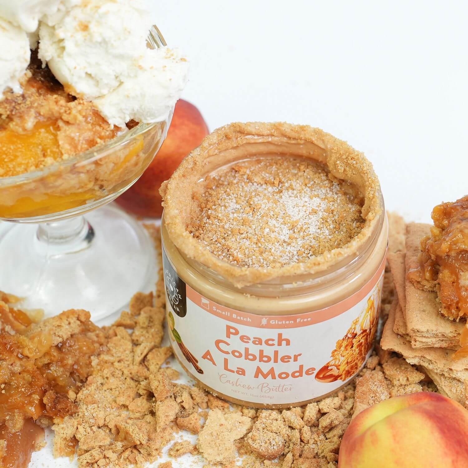 Gluten-Free Peach Cobbler A La Mode Cashew Butter