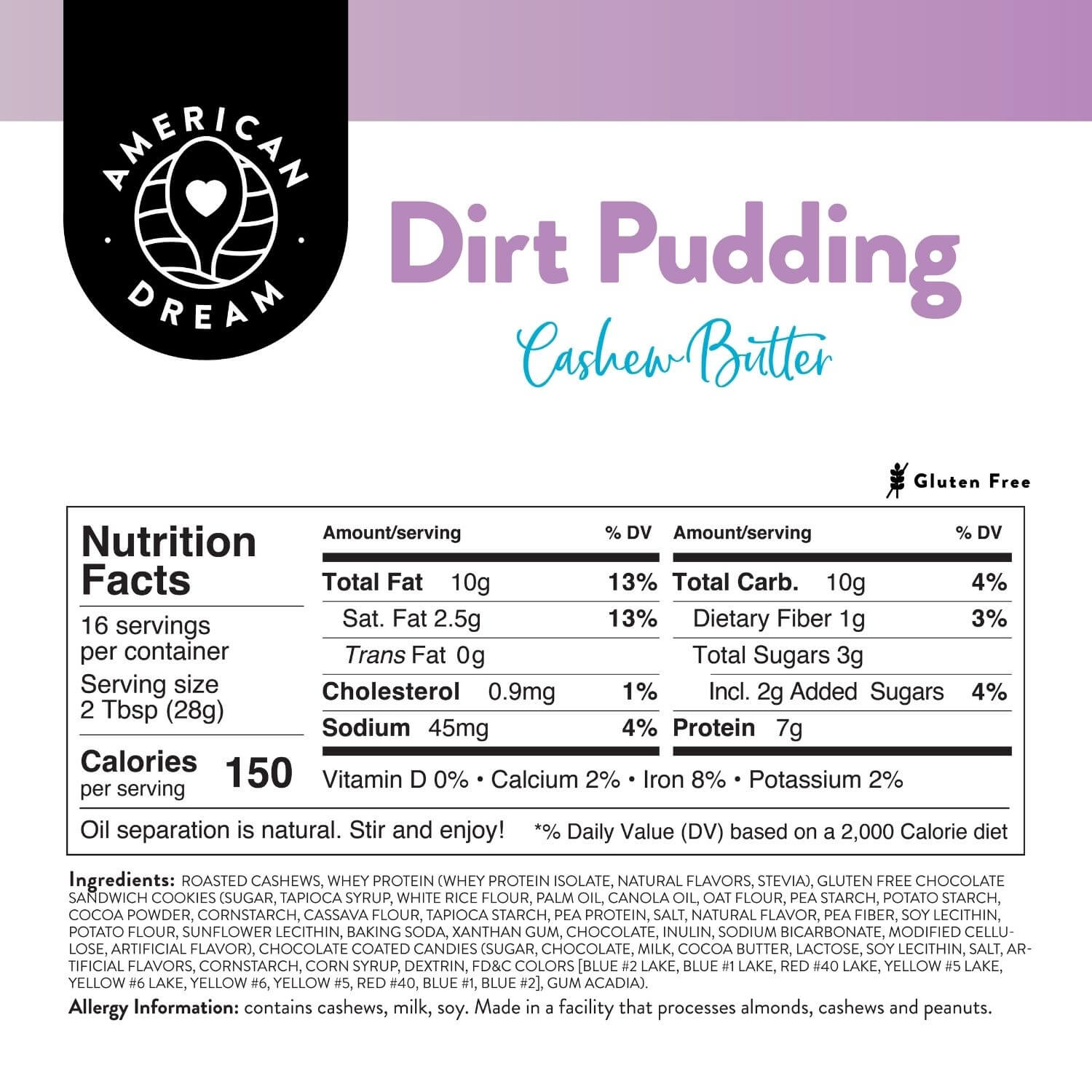 Gluten-Free Dirt Pudding Cashew Butter