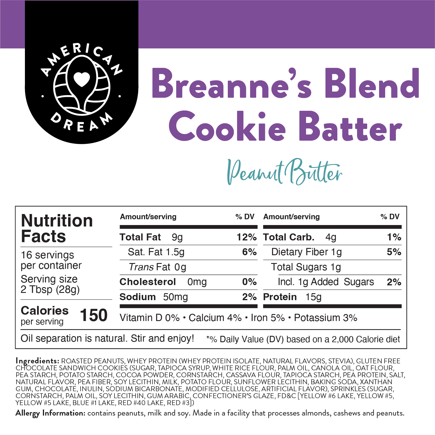 Gluten-Free Breanne’s Blend Cookie Batter Peanut Butter