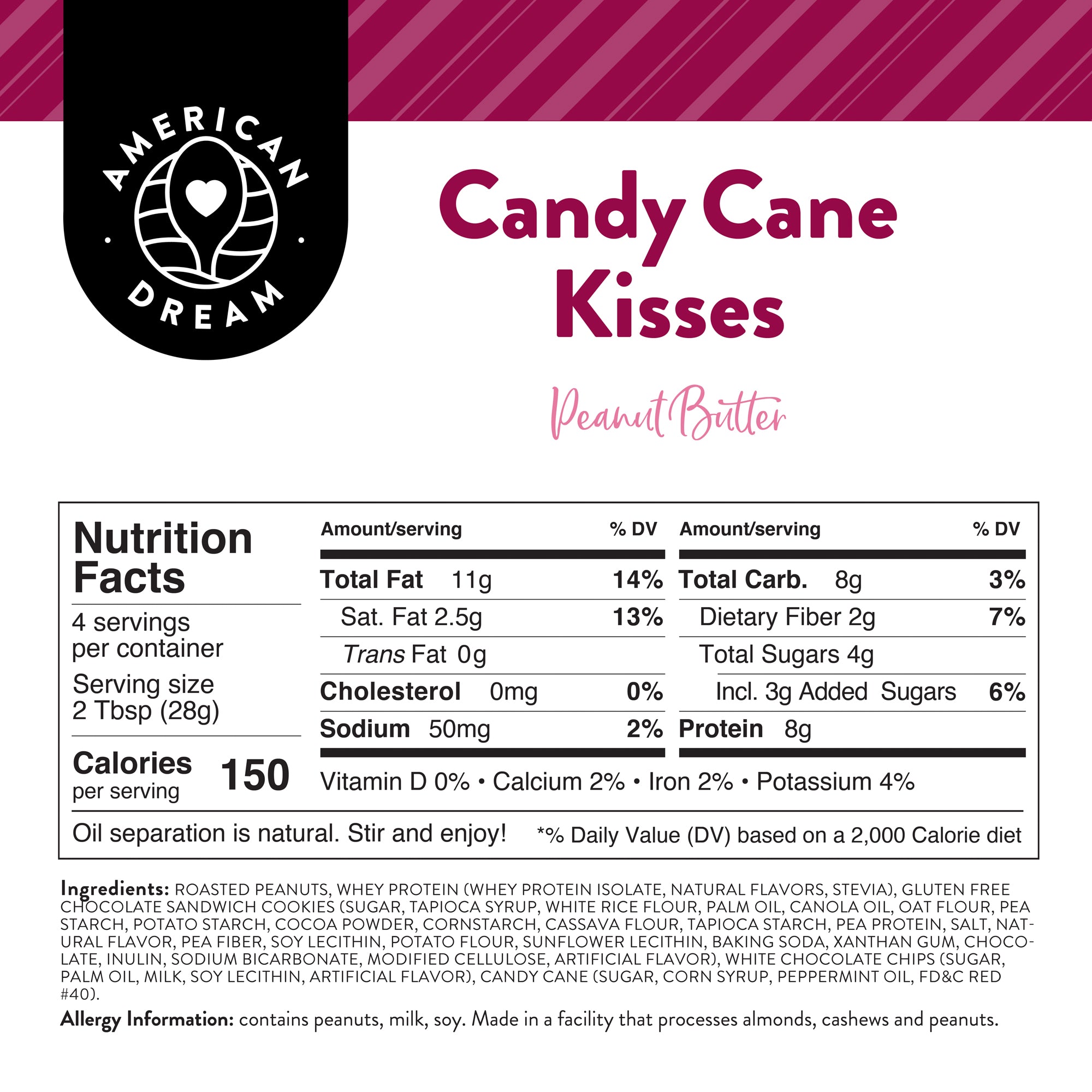 Baby Butter 4oz Gluten-Free Candy Cane Kisses Peanut Butter