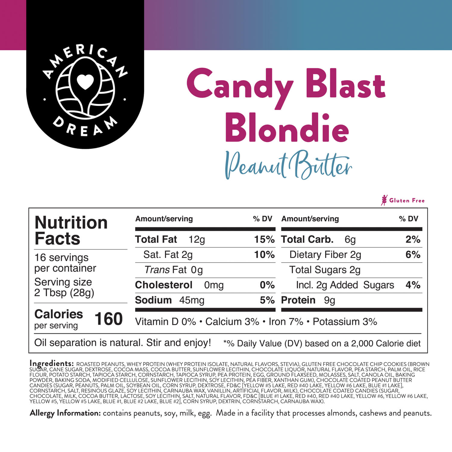 Gluten-Free Candy Blast Peanut Butter Blondie Peanut Butter