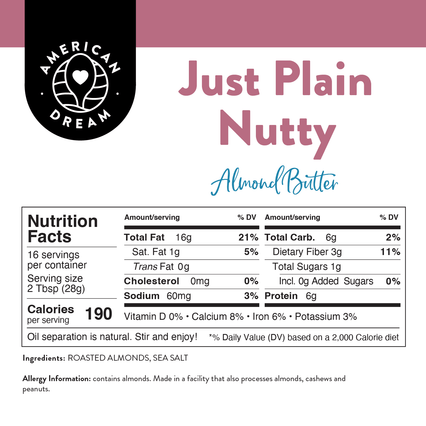 Gluten-Free Just Plain Nutty Almond Butter