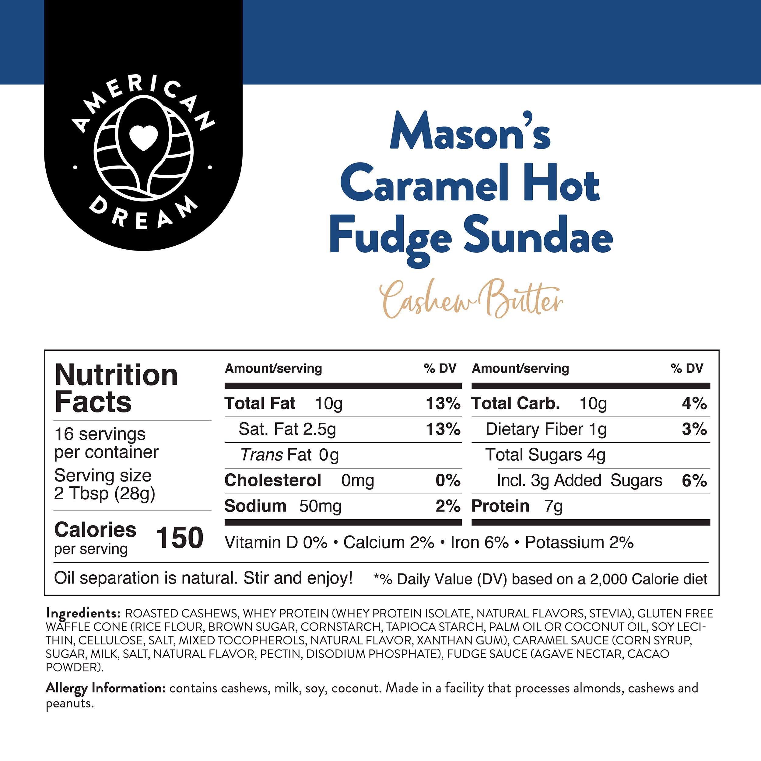 Gluten-Free Mason’s Caramel Hot Fudge Sundae Cashew Butter
