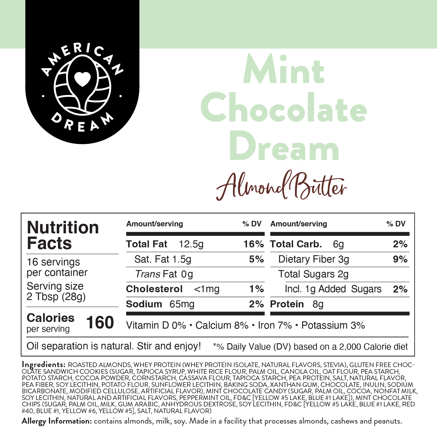 Gluten-Free Mint Chocolate Dream Almond Butter