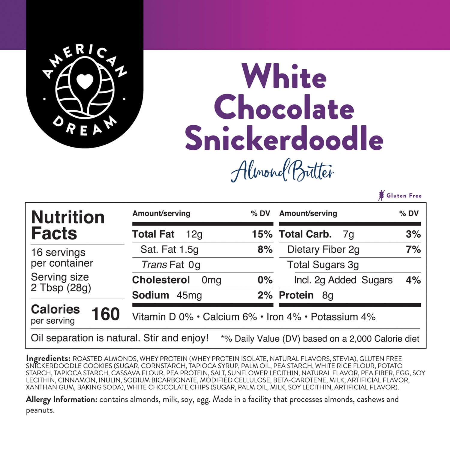 Gluten-Free White Chocolate Snickerdoodle Almond Butter