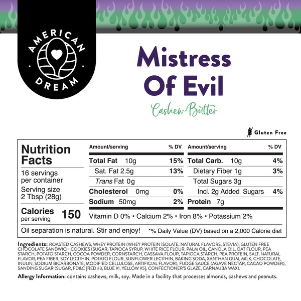 Gluten-Free Mistress of Evil Cashew Butter