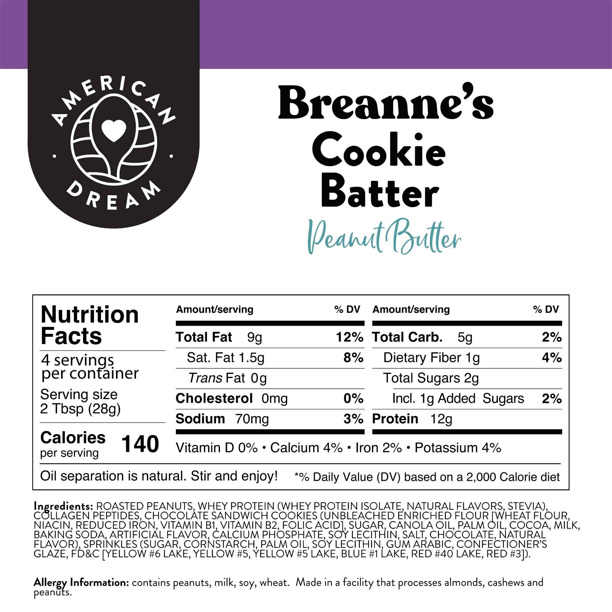Baby Butter 4oz Breanne's Cookie Batter Peanut Butter