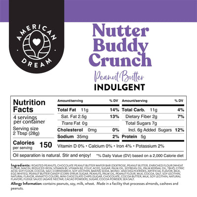 Baby Butter 4oz Nutter Buddy Crunch Indulgent Peanut Butter