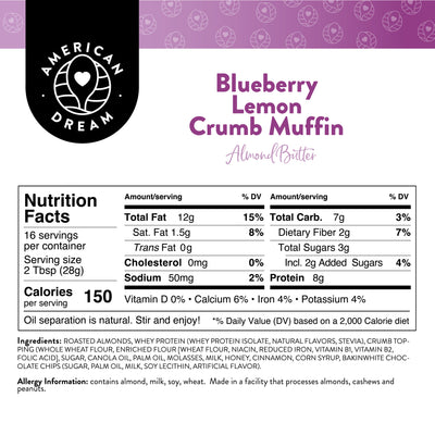 Blueberry Lemon Crumb Muffin Almond Butter