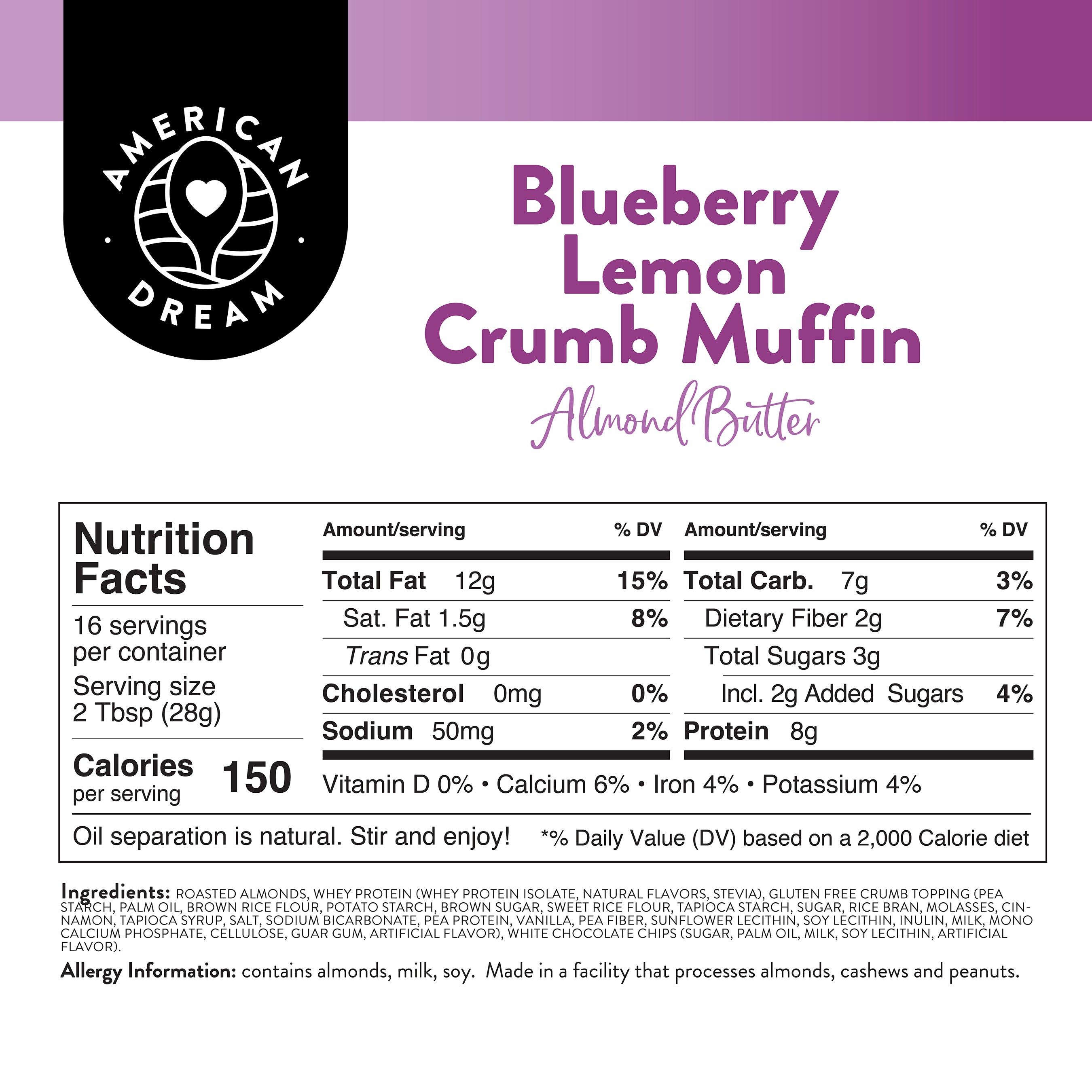 Blueberry Lemon Crumb Muffin Almond Butter