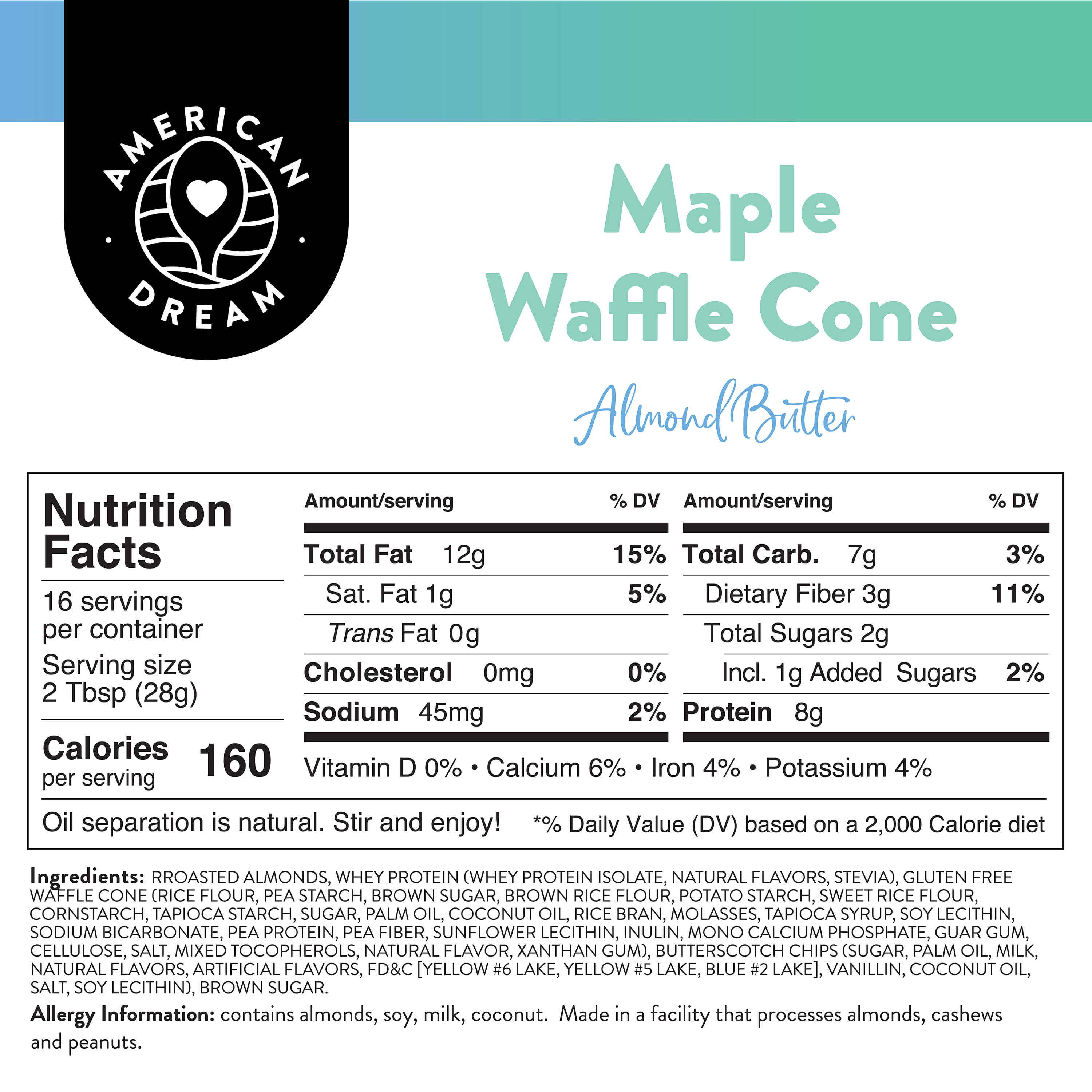 Gluten-Free Maple Waffle Cone Almond Butter