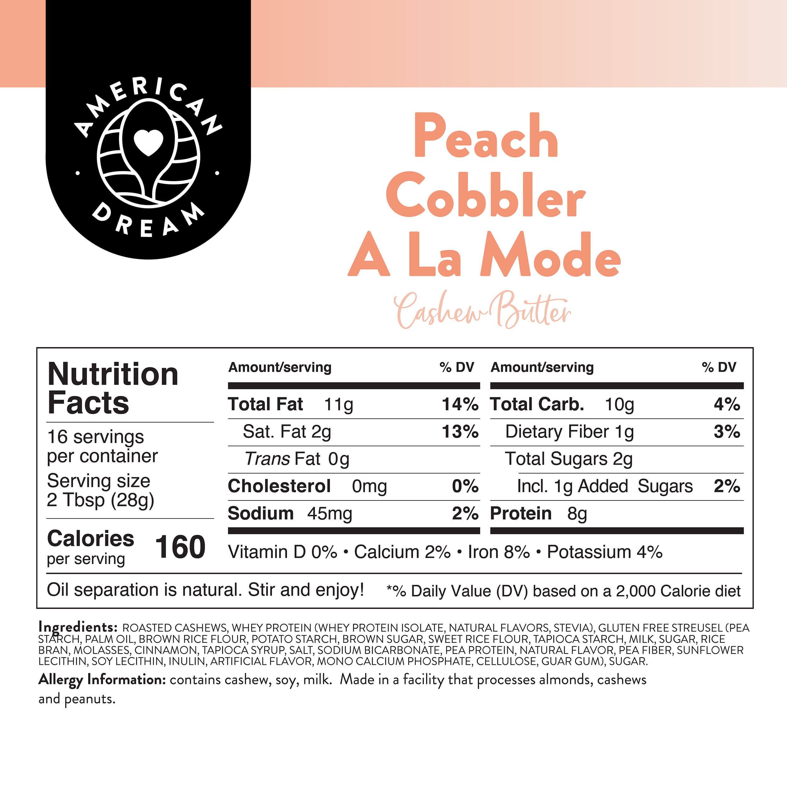 Gluten-Free Peach Cobbler A La Mode Cashew Butter