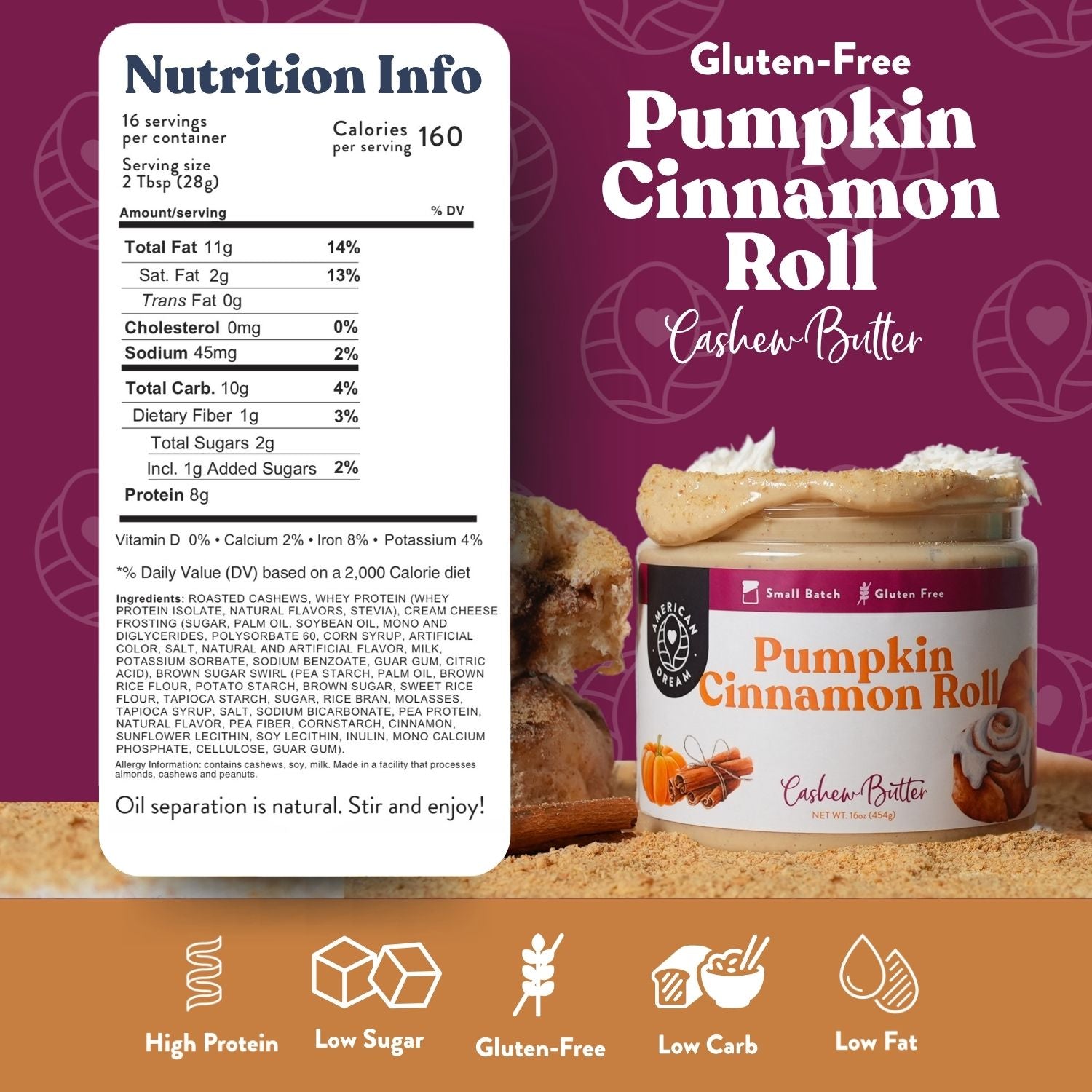 Pumpkin Cinnamon Roll Cashew Butter