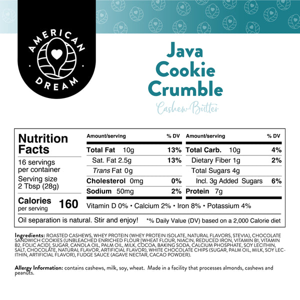 Java Cookie Crumble Cashew Butter