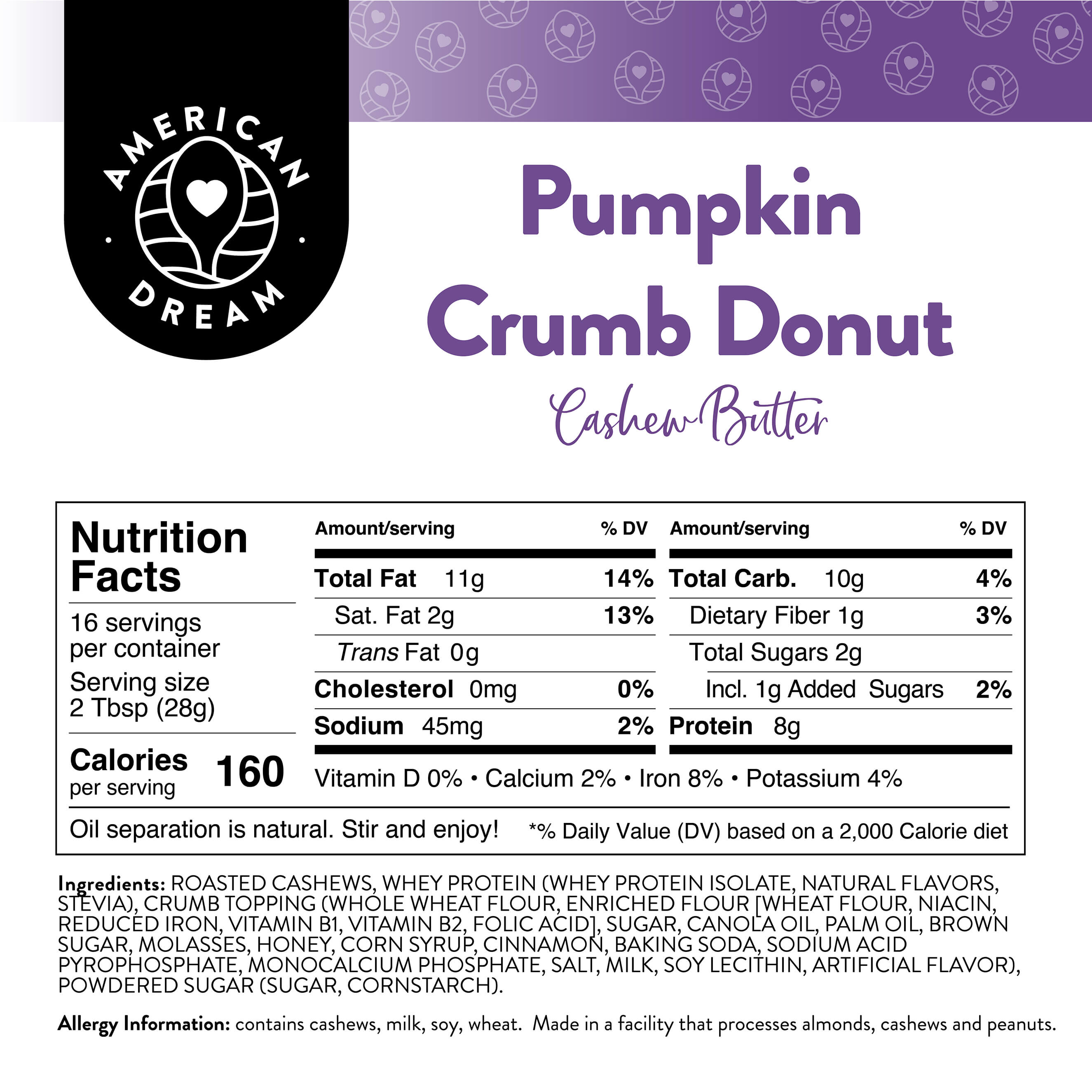 Pumpkin Crumb Donut Cashew Butter