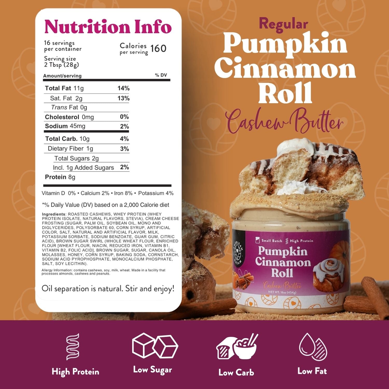 Pumpkin Cinnamon Roll Cashew Butter