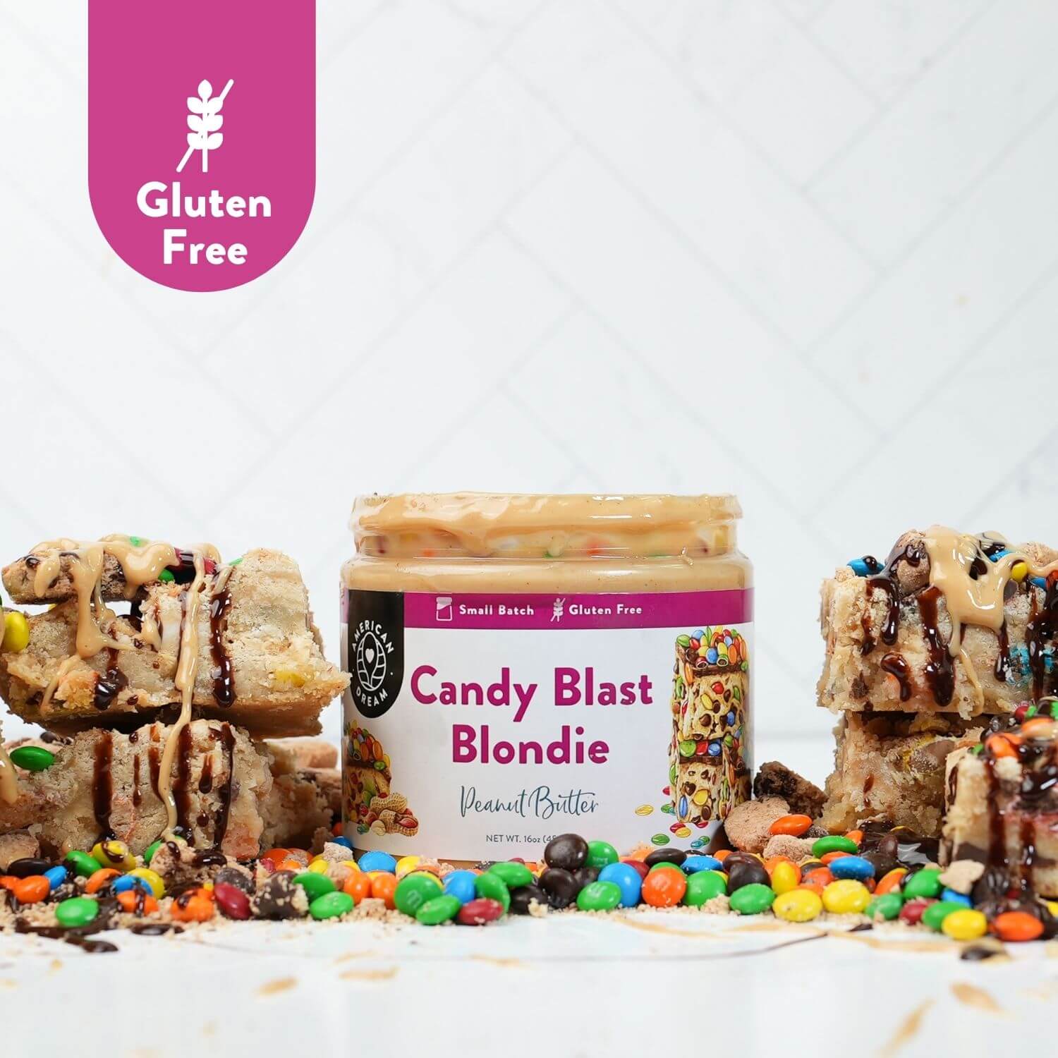 Gluten-Free Candy Blast Peanut Butter Blondie Peanut Butter