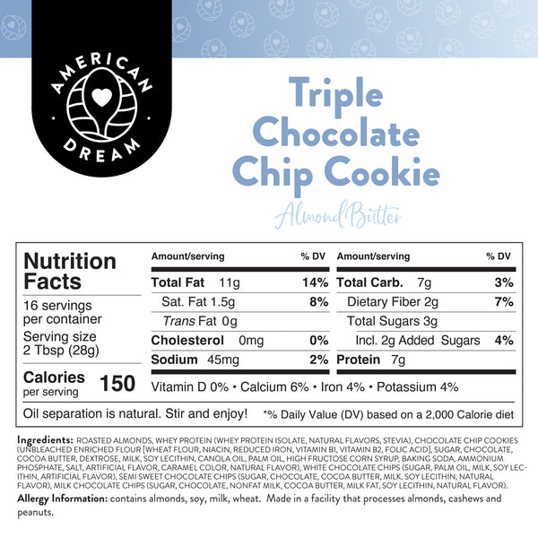 Triple Chocolate Chip Cookie Almond Butter