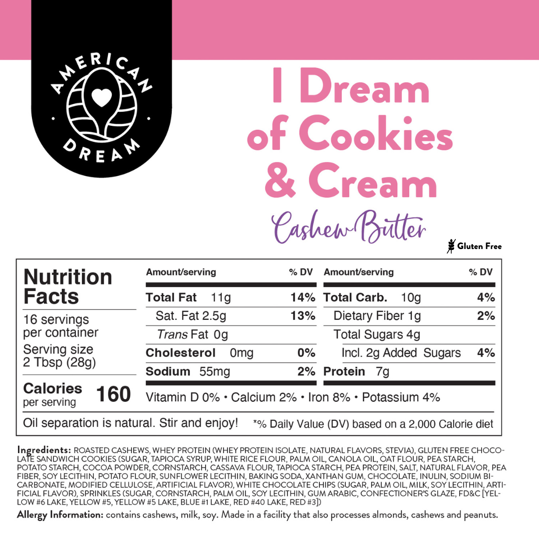 I Dream of Cookies & Cream Cashew Butter (Gluten Free)