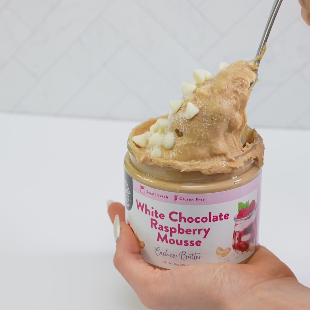 Gluten-Free White Chocolate Raspberry Mousse Cashew Butter