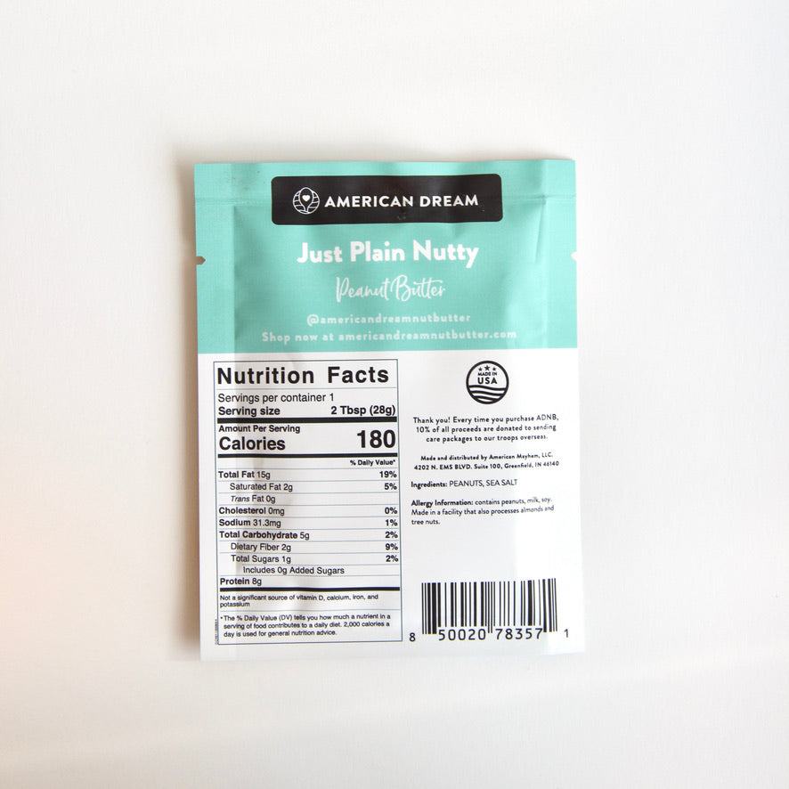 Gluten-Free Just Plain Nutty Peanut Butter Single-Serve Squeeze Pack
