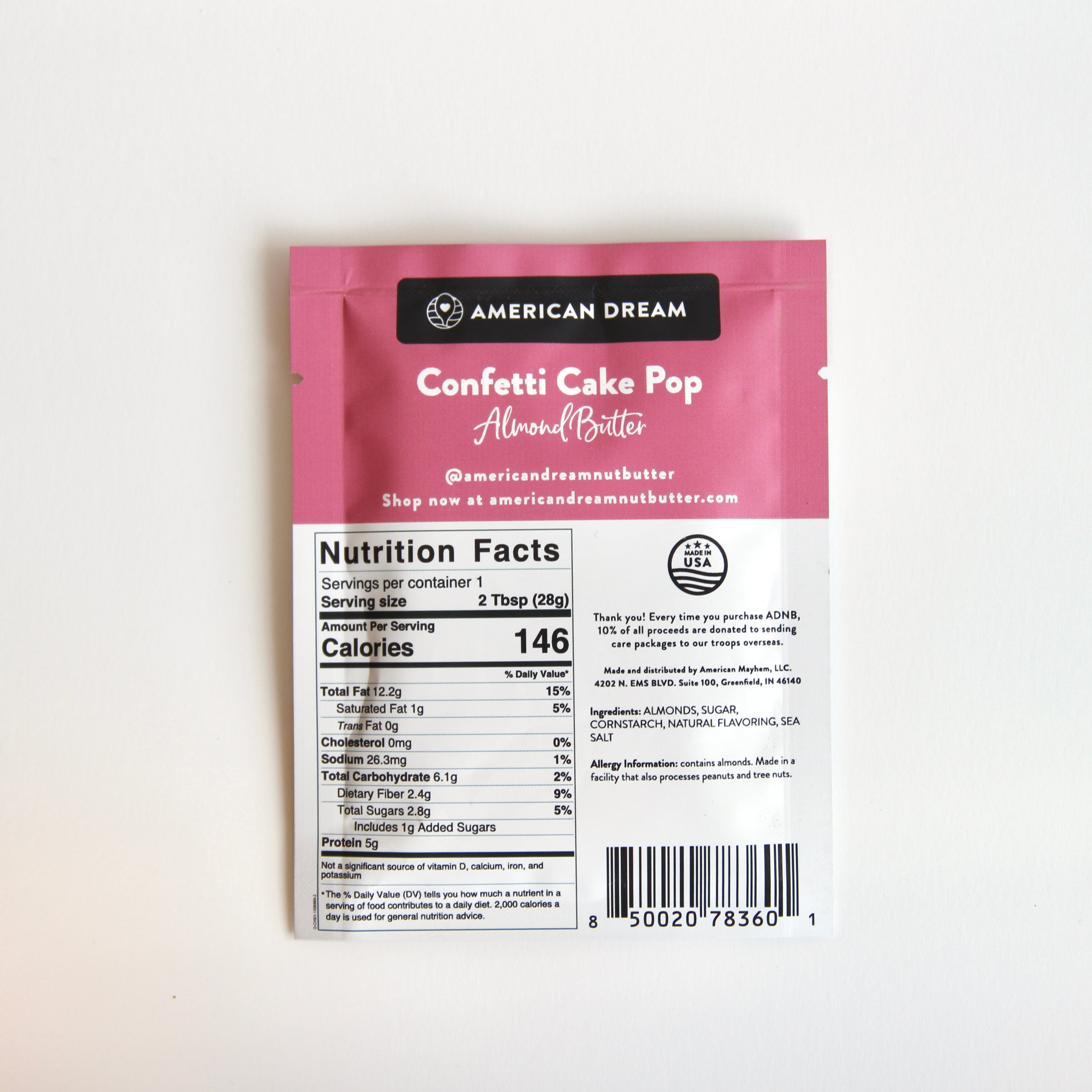 Confetti Cake Pop Almond Butter Single-Serve Squeeze Pack