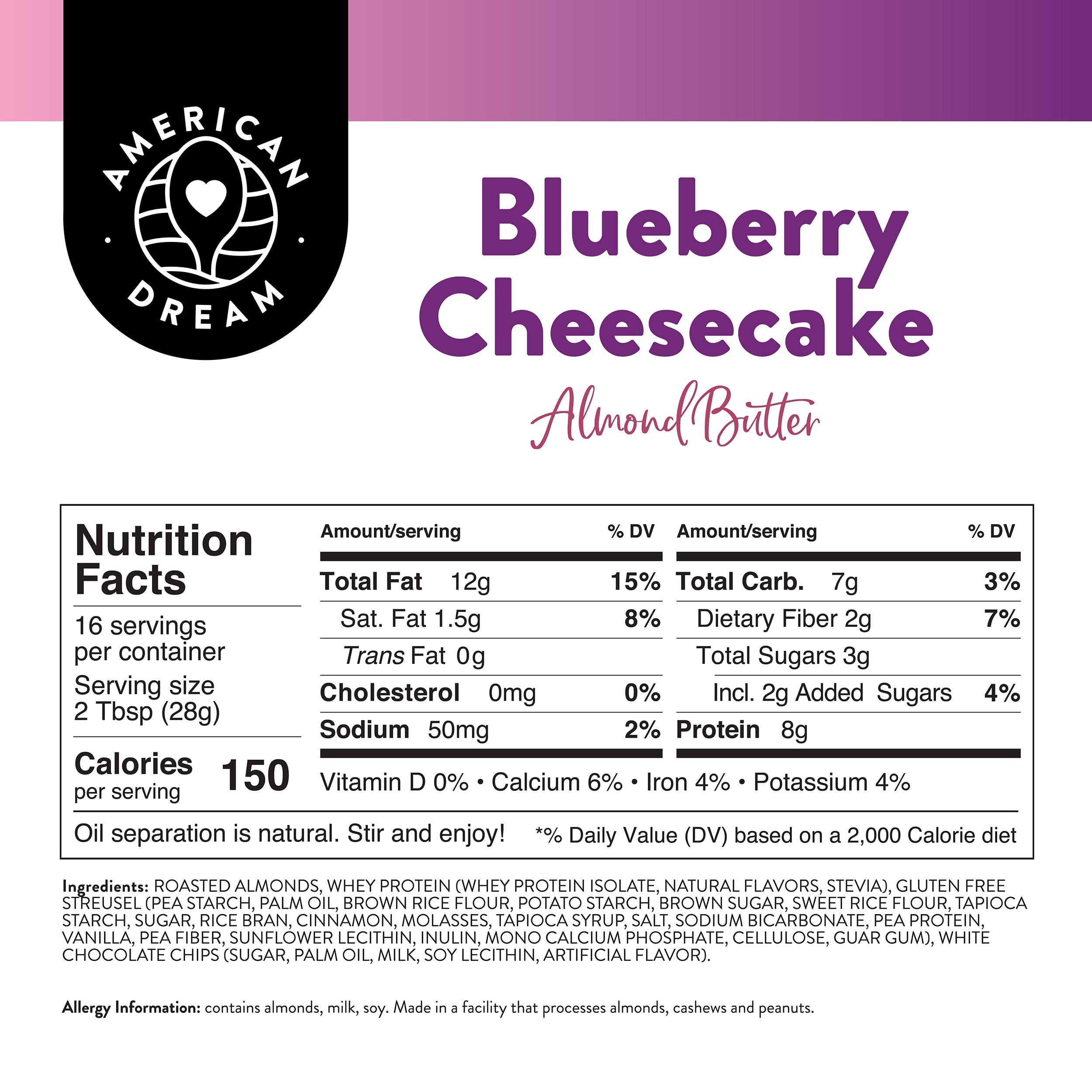 Gluten-Free Blueberry Cheesecake Almond Butter