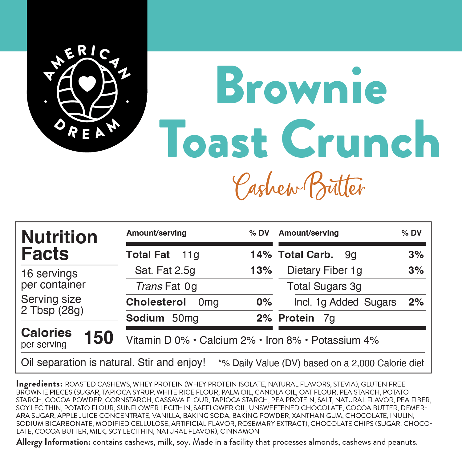 Gluten-Free Brownie Toast Crunch Cashew Butter