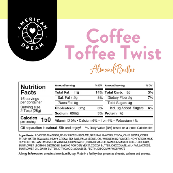 Gluten-Free Coffee Toffee Twist Almond Butter