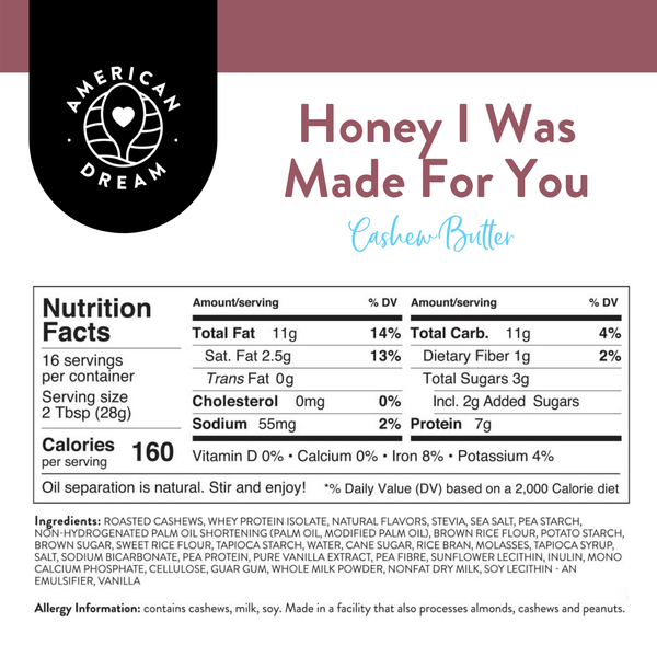Gluten-Free Honey I Was Maid For You Cashew Butter