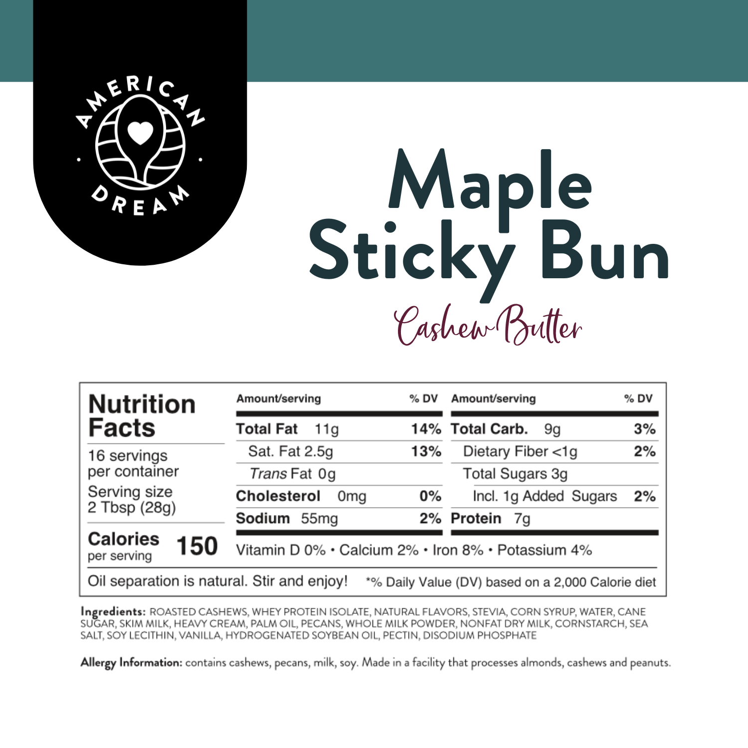 Gluten-Free Maple Sticky Bun Cashew Butter