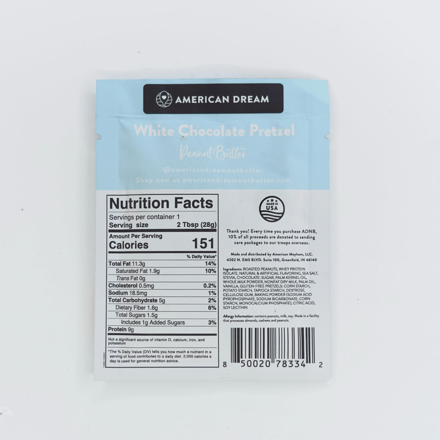 Gluten-Free White Chocolate Pretzel Peanut Butter Single-Serve Squeeze Pack