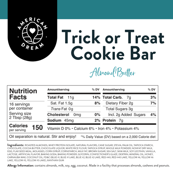 Gluten-Free Trick or Treat Cookie Bar Almond Butter