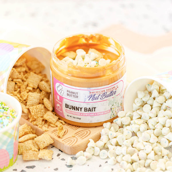 Bunny Bait Peanut Butter, American Dream Nut Butter, perfect low carb and low sugar treat for Easter!